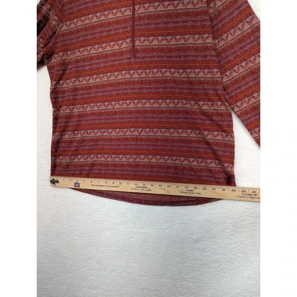 Woolrich Womens XL Red Geometric Aztec Print 1/4 Zip Long Sleeve Cotton Shirt - Picture 8 of 8